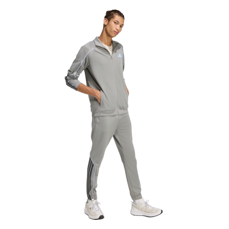 Agasalho Adidas Stadium 3 Listras Masculino - Cinza