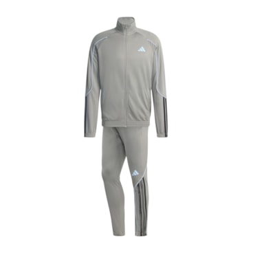 Agasalho Adidas Stadium 3 Listras Masculino - Cinza