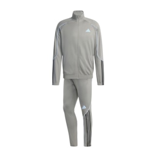 Agasalho Adidas Stadium 3 Listras Masculino - Cinza
