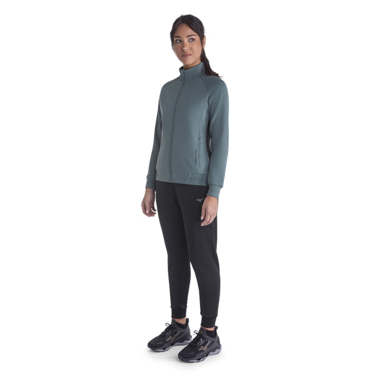Agasalho Mizuno Root III Feminino - Verde/Preto