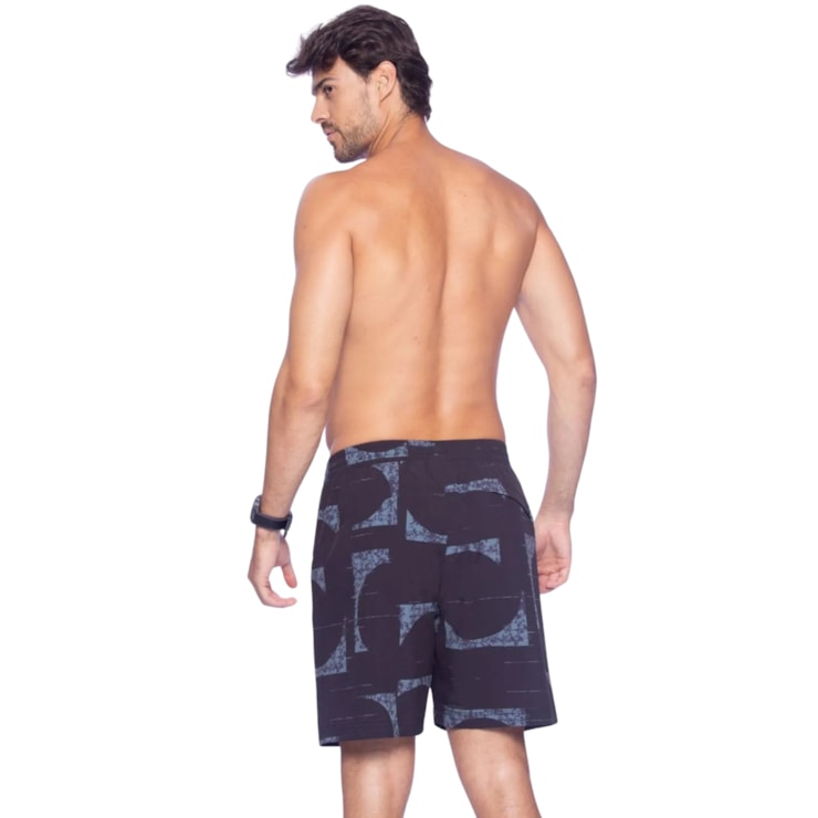 Bermuda Speedo Média Estampada Masculina - Preta