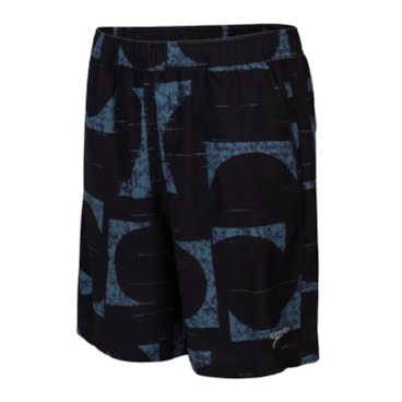 Bermuda Speedo Média Estampada Masculina - Preta
