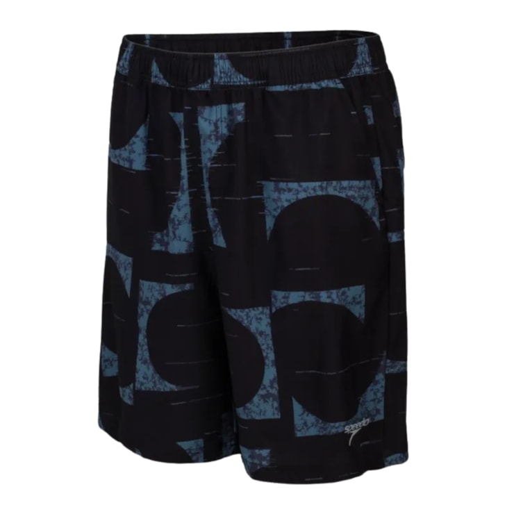 Bermuda Speedo Média Estampada Masculina - Preta