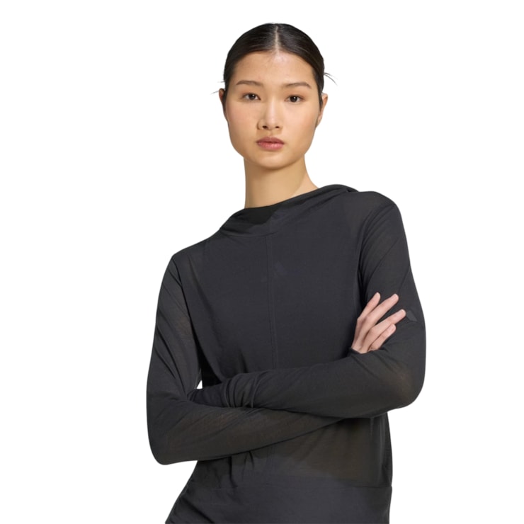 Blusa Com Capuz Adidas Slim Soft Lux Feminina - Preta