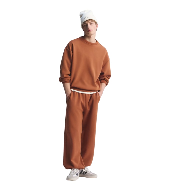 Blusão Adidas Moletom Soft Lux Crew Masculino - Marrom