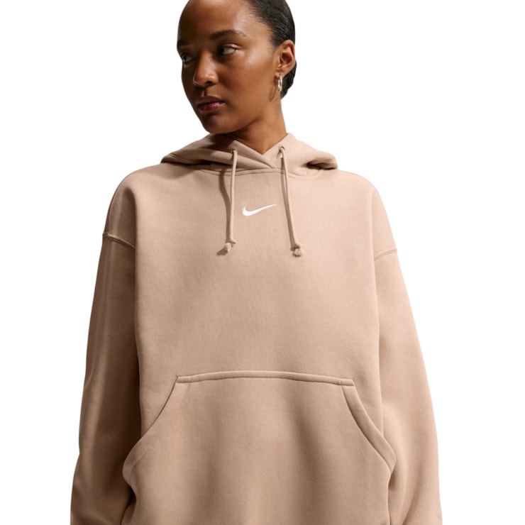 Blusão Com Touca Nike Phoenix Fleece Feminino - Bege