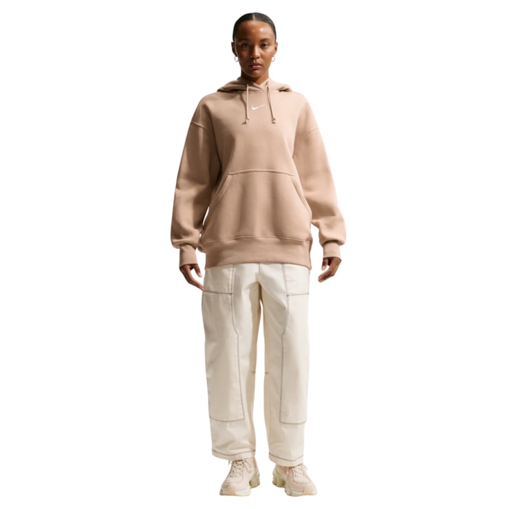 Blusão Com Touca Nike Phoenix Fleece Feminino - Bege