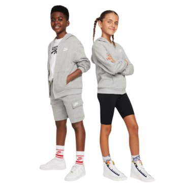 Blusão Nike Club Fleece Infantil - Cinza