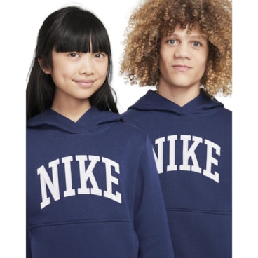 Blusão Nike Hoodie Sportswear Club Fleece Infantil - Marinho