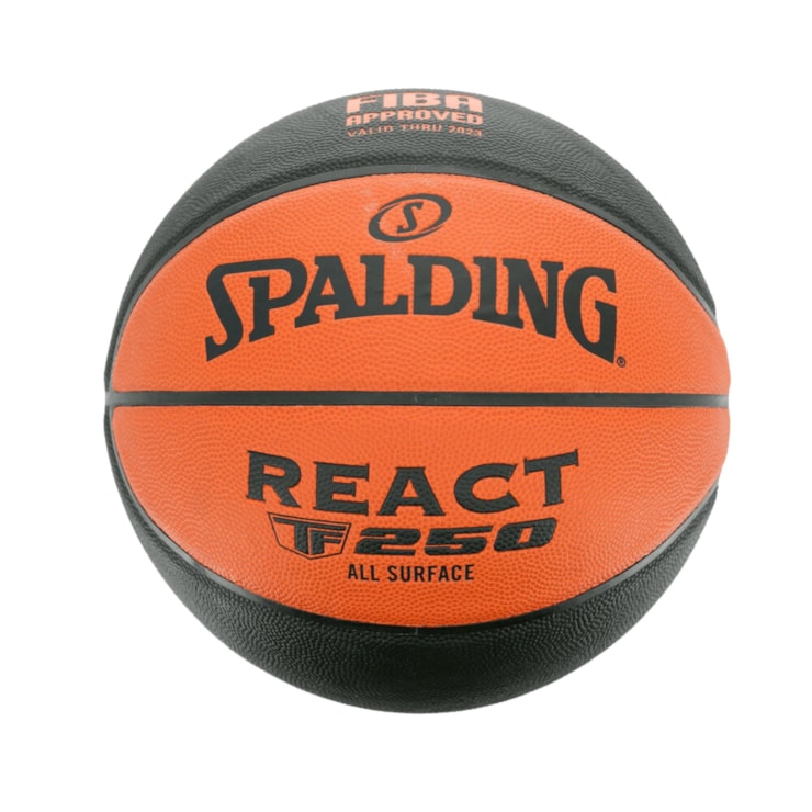 Bola De Basquete Spalding Microfibra React Tf 250 Unissex - Laranja/Preta