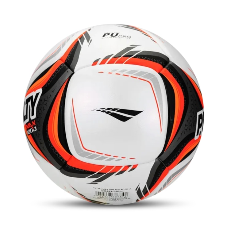 Bola Futsal Penalty Max 1000 XXVI Unissex - Branca/Laranja