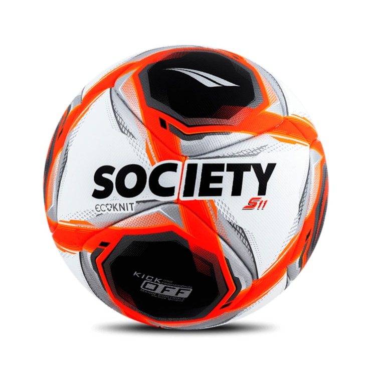 Bola Society Penalty S11 Ecoknit XXV Unissex - Branca/Vermelha