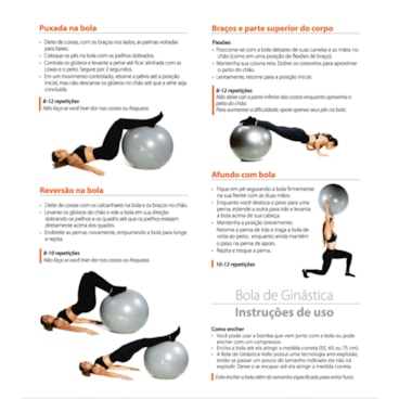Bola Vollo Gym 65Cm Res 300Kg C/Bomba Unissex - Cinza