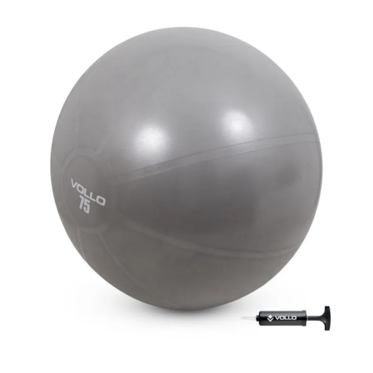 Bola Vollo Gym 75Cm Res 300Kg C/Bomba Unissex - Cinza