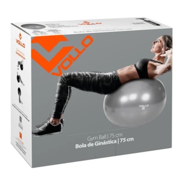 Bola Vollo Gym 75Cm Res 300Kg C/Bomba Unissex - Cinza