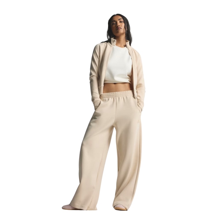 Calça Adidas De Modelagem Reta Soft Lux Feminina - Bege