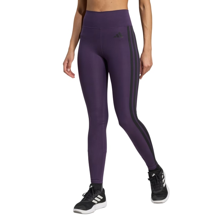 Calça Legging Adidas Optime Essentials Três Listras 7/8 Feminina - Roxa