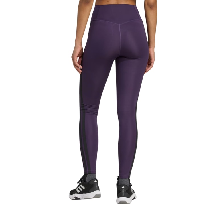 Calça Legging Adidas Optime Essentials Três Listras 7/8 Feminina - Roxa