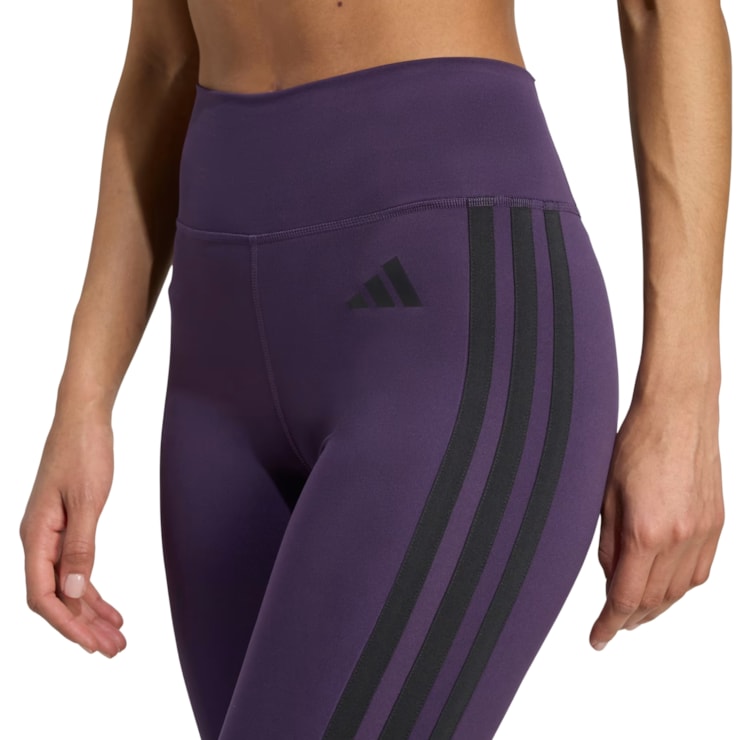 Calça Legging Adidas Optime Essentials Três Listras 7/8 Feminina - Roxa