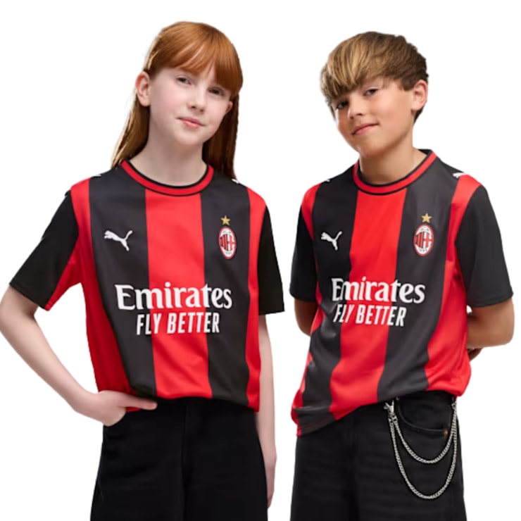 Camisa AC Milan I 26/27 Puma Infantil - Preta/Vermelha