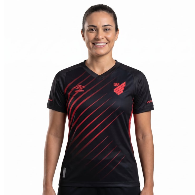 Camisa Athletico Paranaense III 26/27 Umbro Torcedora Feminina - Preta/Vermelha