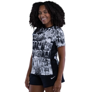 Camisa Corinthians 2026 Nike Pré-Jogo Feminina - Preta/Branca
