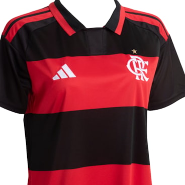 Camisa Flamengo I 26 Adidas Feminina - Vermelha/Preta