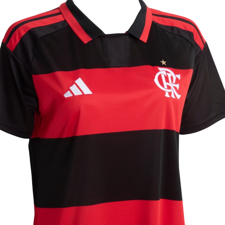 Camisa Flamengo I 26 Adidas Feminina - Vermelha/Preta