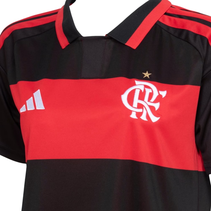 Camisa Flamengo I 26 Adidas Feminina - Vermelha/Preta