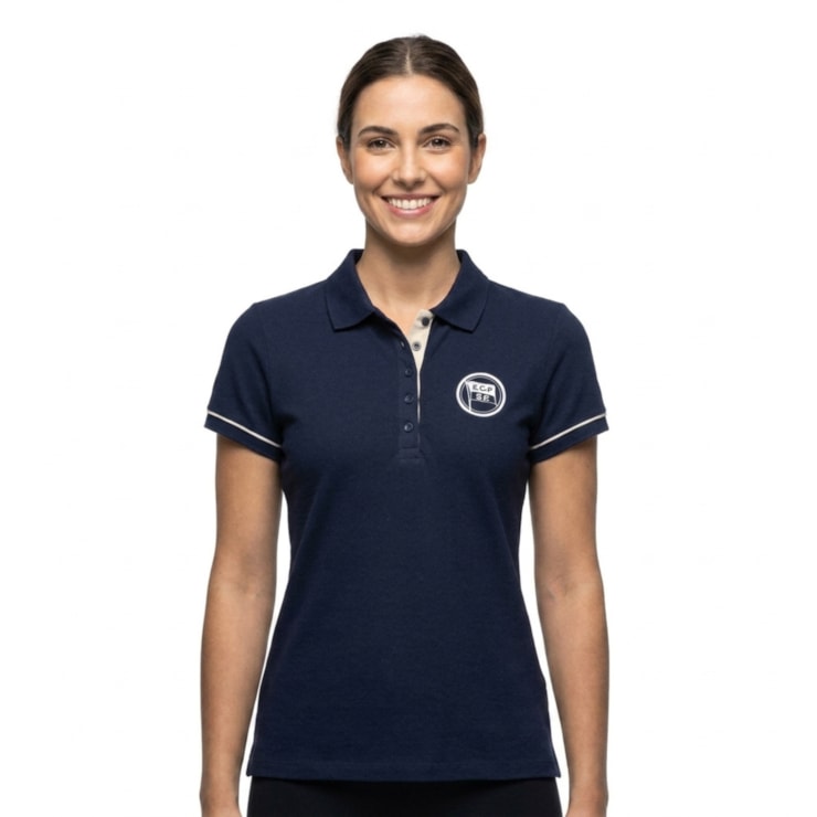 Camisa Polo Esporte Clube Pinheirops Bordado Feminina - Marinho