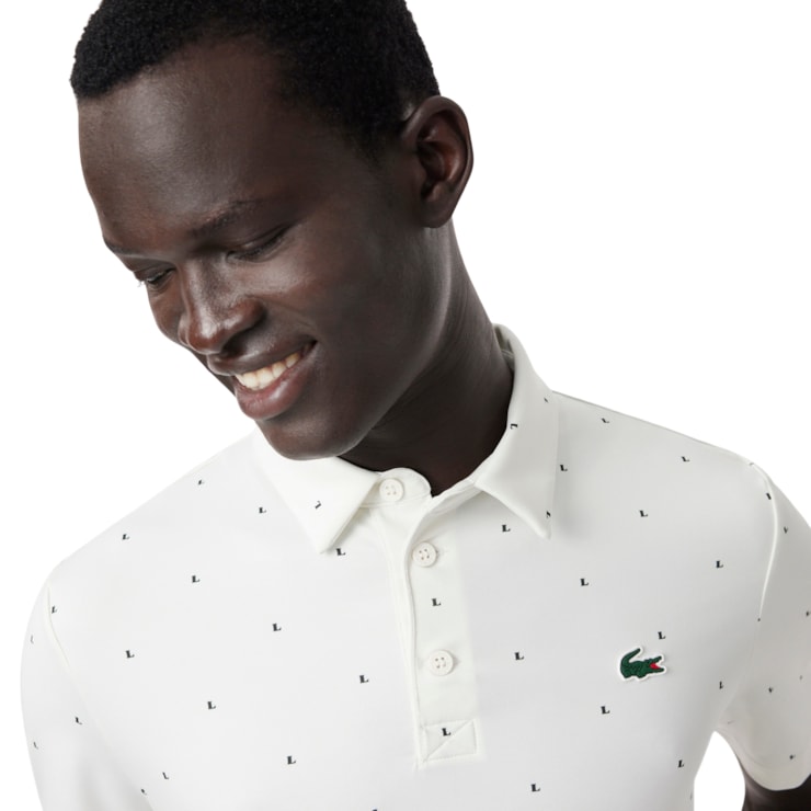 Camisa Polo Lacoste Golfe Regular Fit Estampada Masculina - Branca