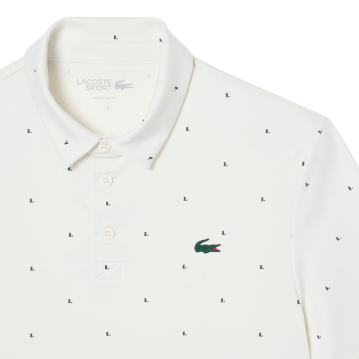 Camisa Polo Lacoste Golfe Regular Fit Estampada Masculina - Branca