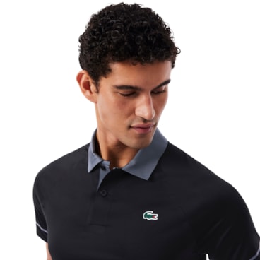 Camisa Polo Lacoste Novak Djokovic Us Open Masculina - Preta
