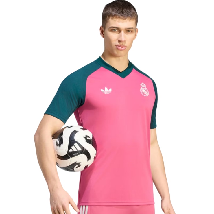 Camisa Real Madrid II 26/27 Adidas Pré-Jogo Masculina - Rosa/Verde