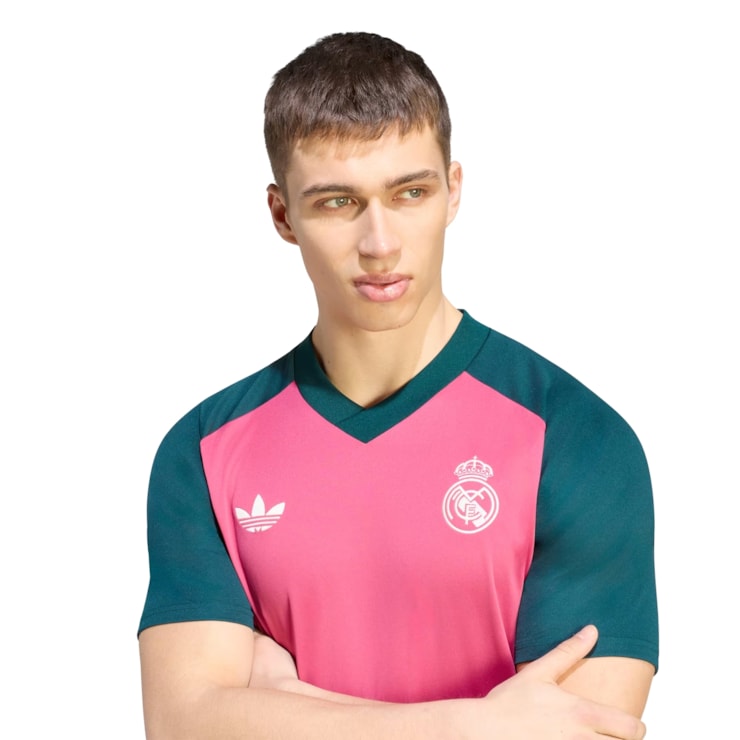 Camisa Real Madrid II 26/27 Adidas Pré-Jogo Masculina - Rosa/Verde