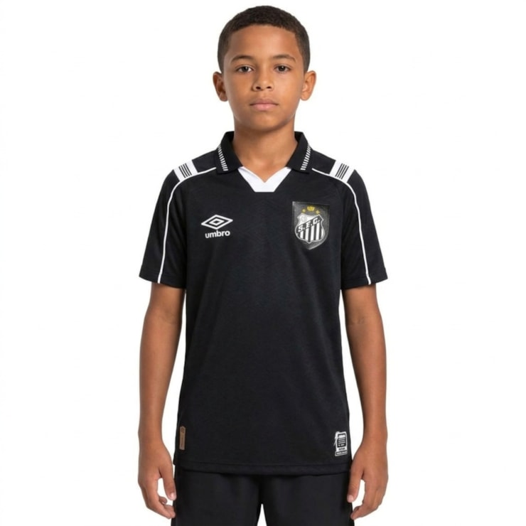 Camisa Santos III 26/27 Umbro Infantil - Preta/Branca
