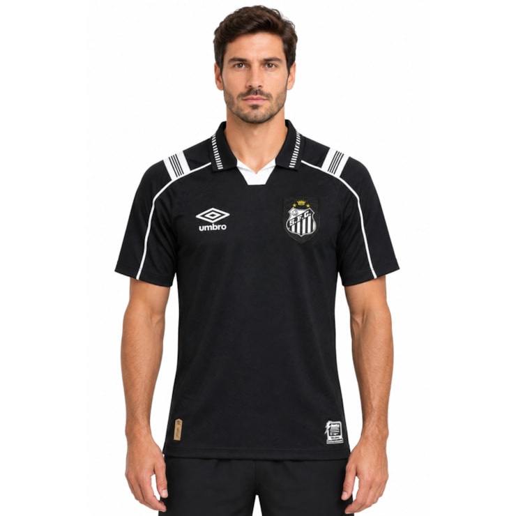Camisa Santos III 26/27 Umbro Jogador S/N Masculina - Preta/Branca