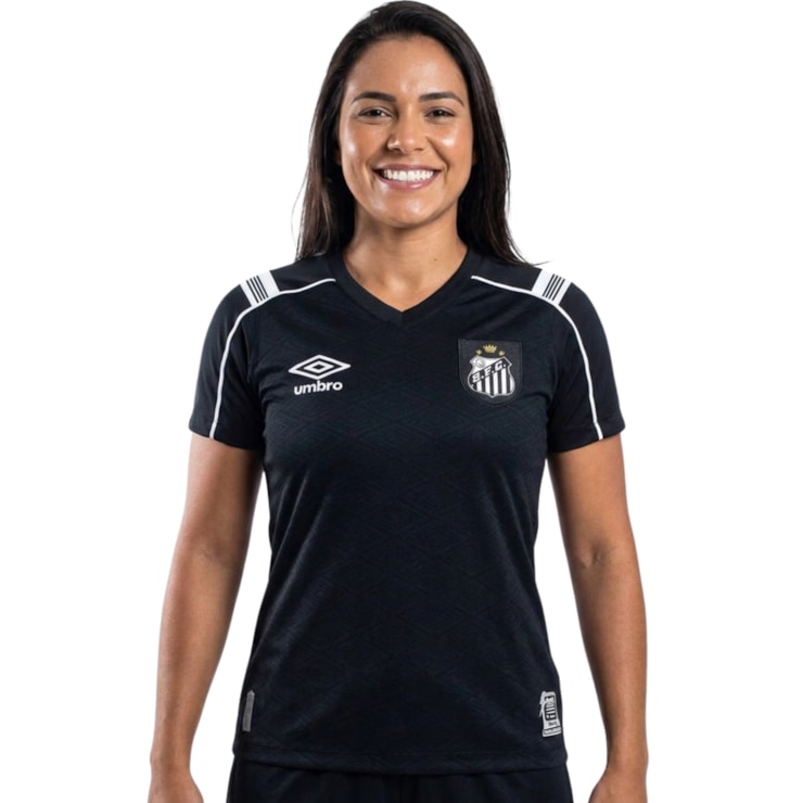 Camisa Santos III 26/27 Umbro Torcedora Feminina - Preta/Branca