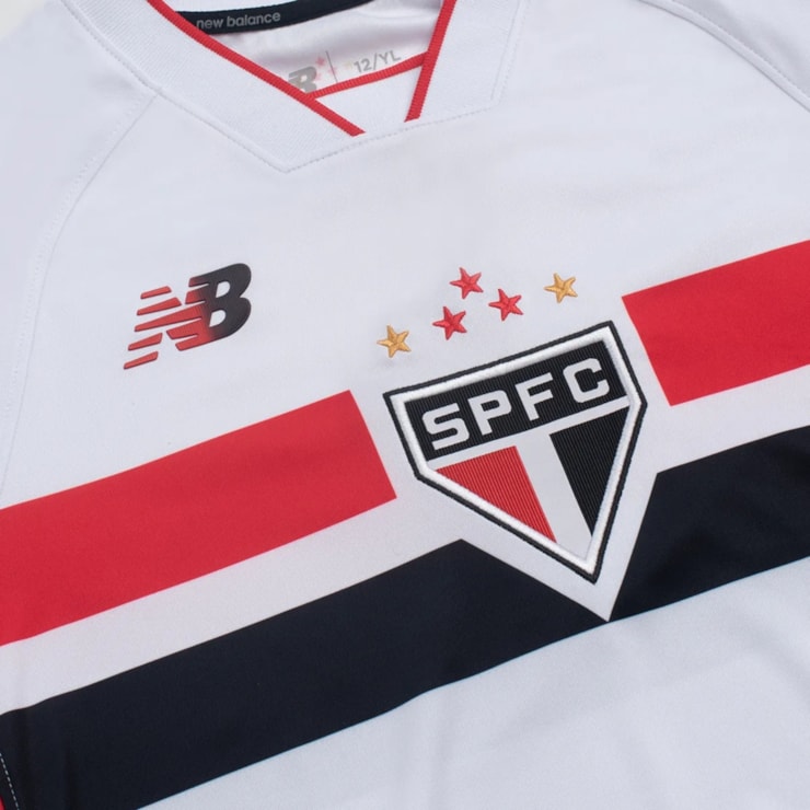Camisa São Paulo I 26/27 New Balance Infantil - Branca/Vermelha