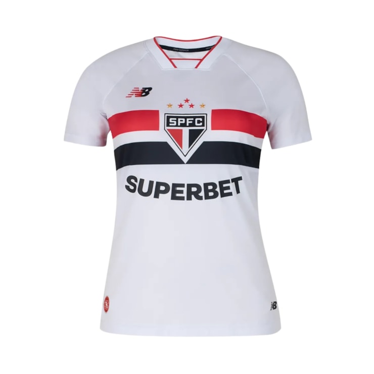 Camisa São Paulo I 26/27 New Balance Torcedora Feminina - Branca/Vermelha