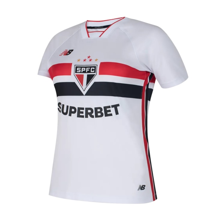 Camisa São Paulo I 26/27 New Balance Torcedora Feminina - Branca/Vermelha