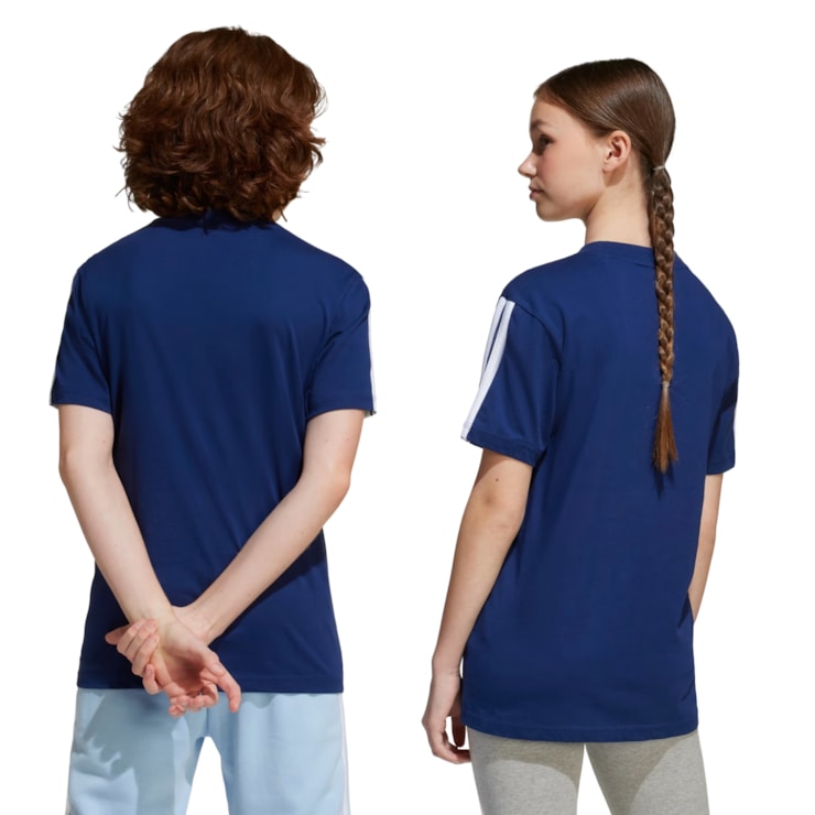 Camiseta Adidas 3 Stripes Essentials Infantil - Azul