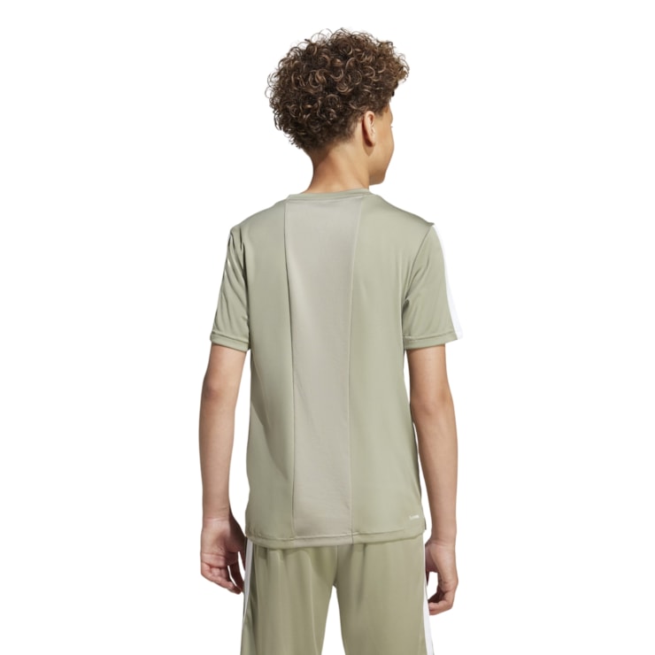 Camiseta Adidas 3 Stripes Train Essentials Infantil - Caqui