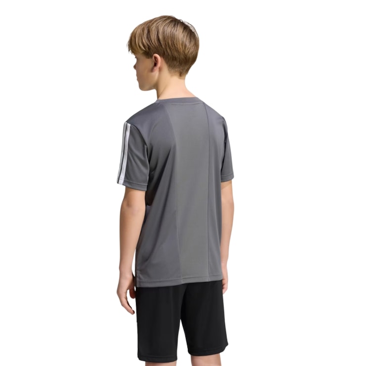 Camiseta Adidas Train Essentials 3 Listras Infantil - Cinza