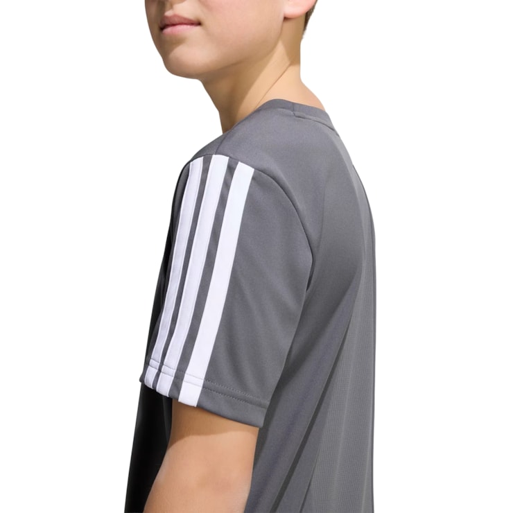 Camiseta Adidas Train Essentials 3 Listras Infantil - Cinza