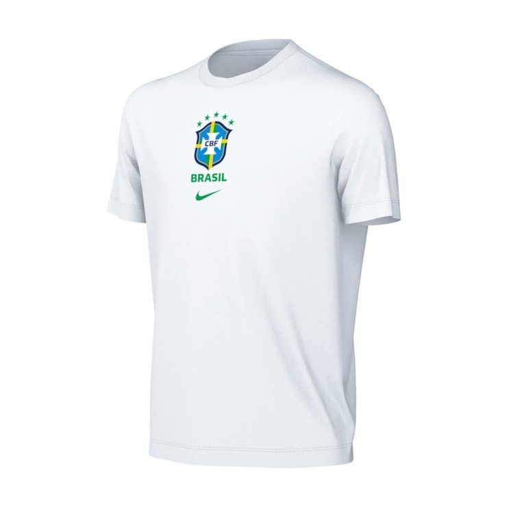 Camiseta Brasil Nike CBF Crest Tee Infantil - Branca