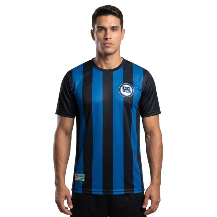 Camiseta Esporte Clube Pinheiros Colmeia Listrada Masculina - Azul/Preta