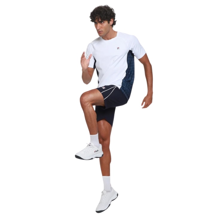 Camiseta Fila Grid Match Masculina - Branca/Marinho