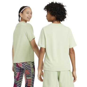 Camiseta Nike Dri-Fit Multi Infantil - Verde/Branca