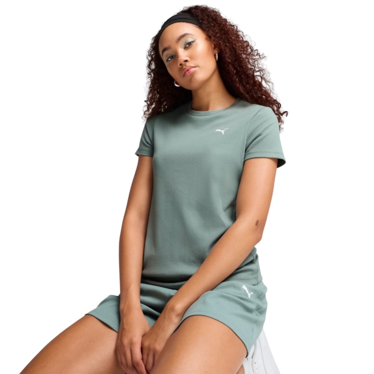 Camiseta Puma Ess Elevated Rib Feminina - Verde